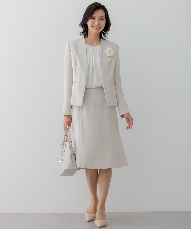 23区 【セットアップ対応】トリアセダブルジョーゼット スカート ベージュ系