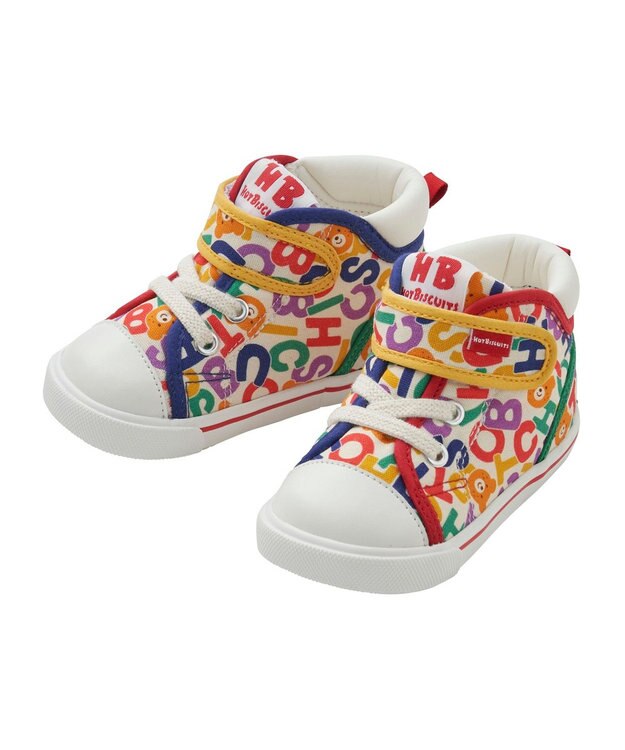 MIKI HOUSE HOT BISCUITS 【14-16cm】 ロゴ総柄 セカンドベビーシューズ マルチカラー