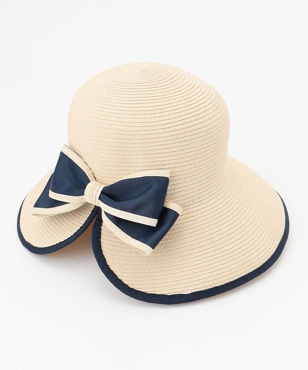 ANY SIS 【美人百花7月号掲載】ウォッシャブルリボン ハット ベージュベージュ×ネイビー
