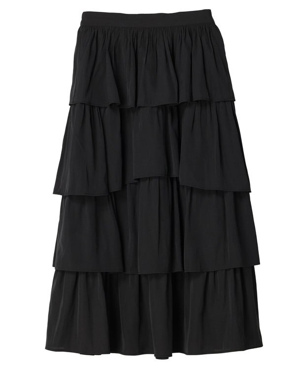 earth music&ecology フリルティアードスカート Black