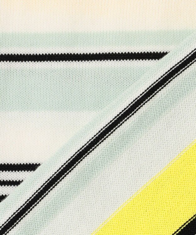 23区 L 【VERY3月号掲載/洗える】プレミアムビオコットン 半袖 マルチボーダー ニット ミントベース