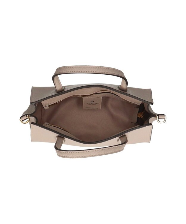 INTER-CHAUSSURES 【LORISTELLA】シュリンクレザーベーシックハンドバッグ ライトグレー