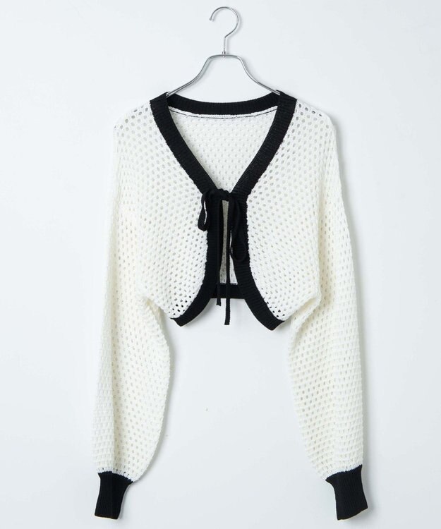 WEGO 【紫外線対策/手洗い可】メッシュリボンボレロ ホワイト