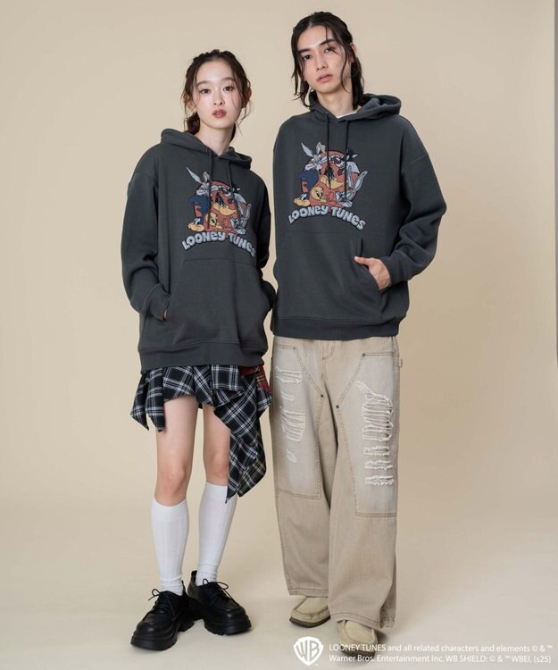WEGO 【ユニセックス着用ITEM/裏起毛】LOONEYTUNESグラフィックプルオーバー スミクロ