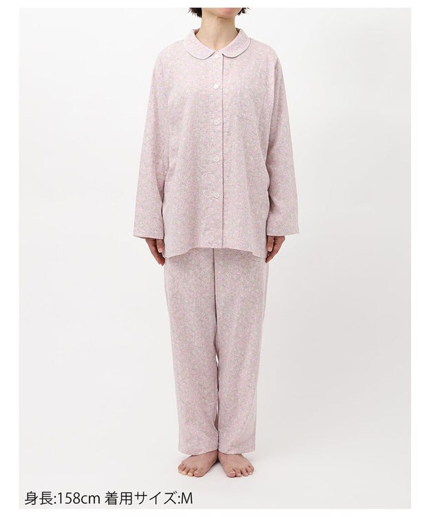 Wing パジャマ 長袖 長ズボン 綿100%(本体) 二重ガーゼ素材 レディース EP7043 ウイング／ワコール ピンク