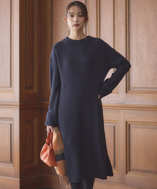 組曲 バルキーニット ワンピース ネイビー系
