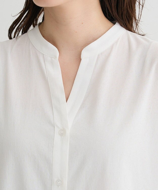 Green Parks 半袖シアースキッパーブラウス Off White