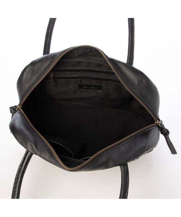 UNBILLION ピークスピーク PEAKS PEAK / 牛革パッチワーク横長ボストン ブラック