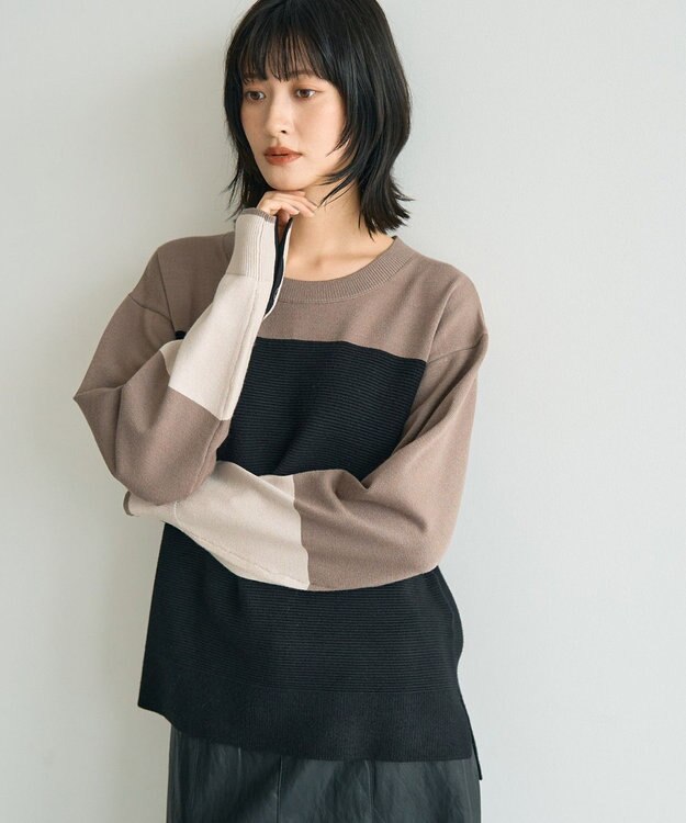 YECCA VECCA 釦デザイン配色ニット Border