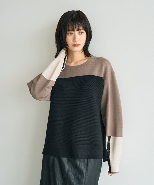 YECCA VECCA 釦デザイン配色ニット Border