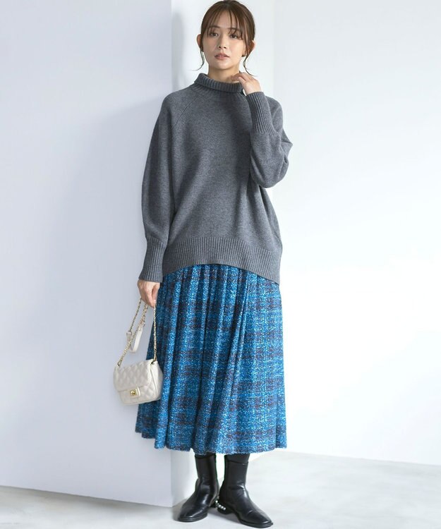組曲 ギミックチェックツイードスカート ネイビー系5