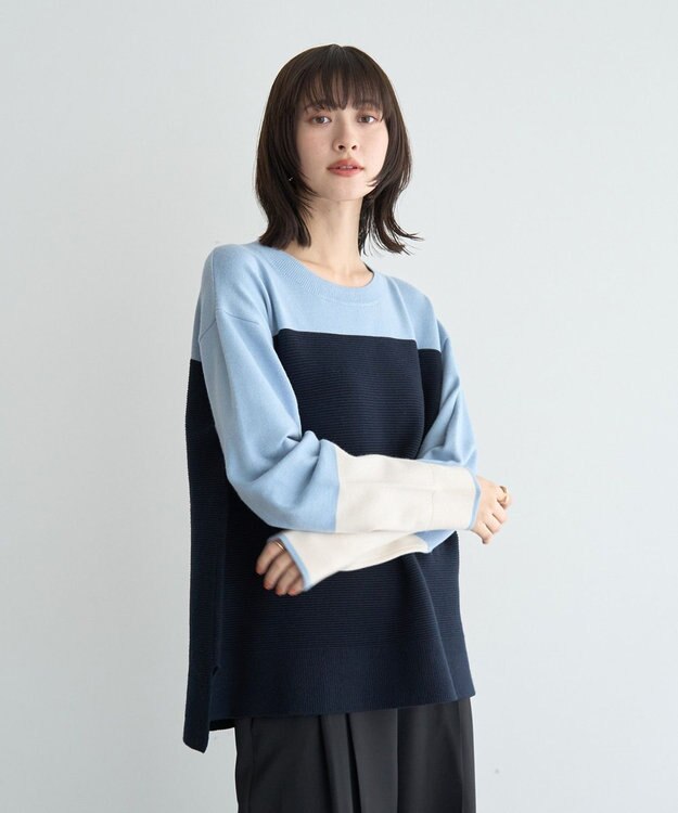 YECCA VECCA 釦デザイン配色ニット Border