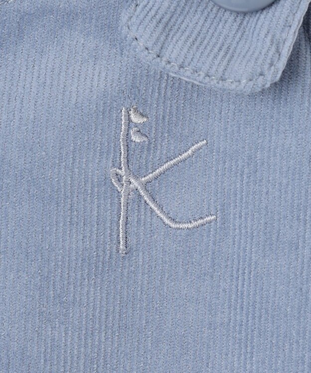 組曲 KIDS 【100㎝】モノトーンフラワーコーデュロイ ワンピース サックスブルー系