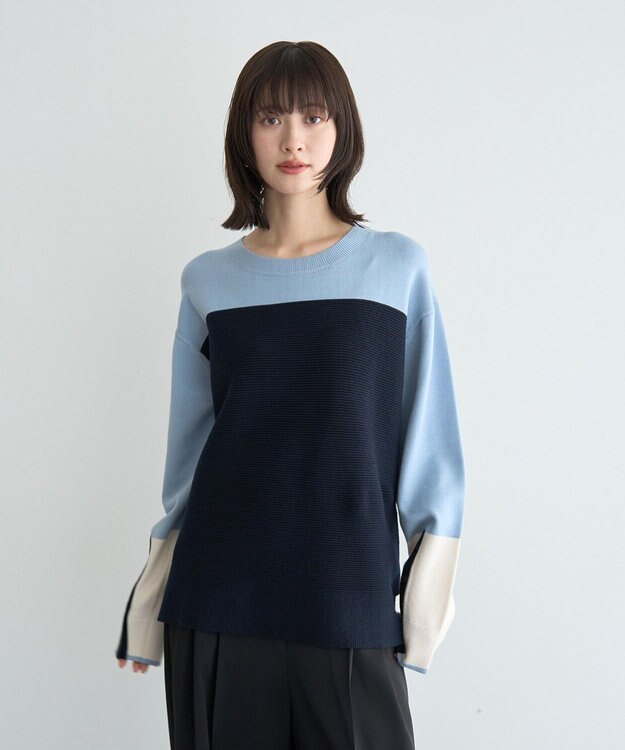 YECCA VECCA 釦デザイン配色ニット Border