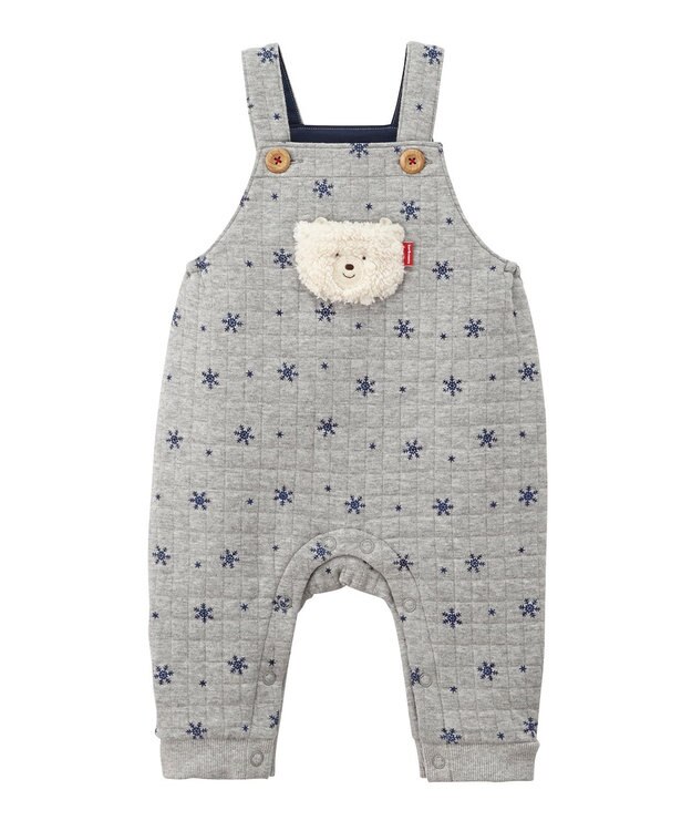 MIKI HOUSE HOT BISCUITS キルト素材 オーバーオール＆Tシャツギフトセット【BOX付き】 グレー