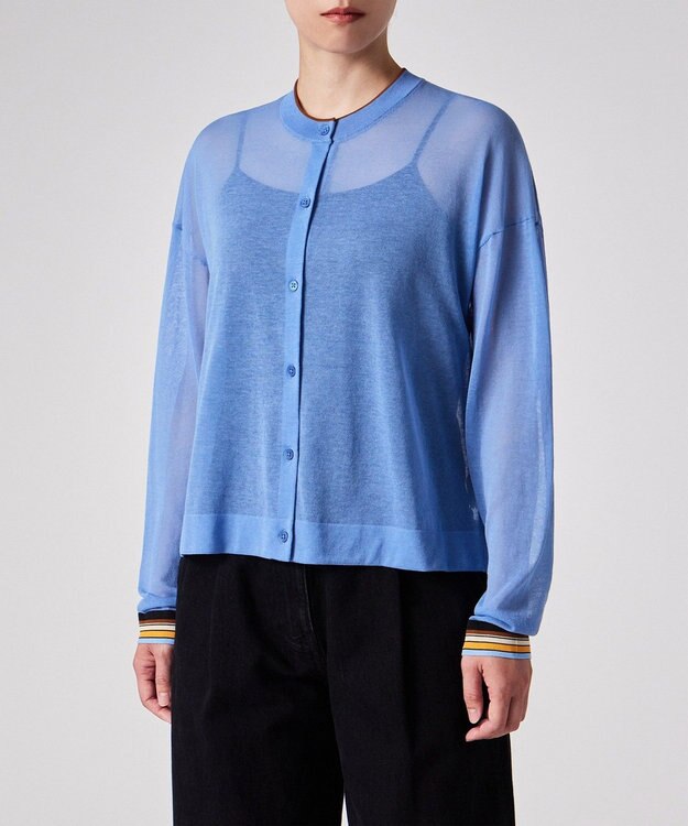 Paul Smith リブストライプ シアーカーディガン サックスブルー