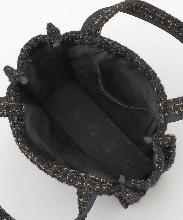 TOCCA 【ヨンア×大人百花×TOCCAコラボカラー有り】PRECIOUS WAVES BAG WITH POUCH ポーチ付きトートバッグ ブラックツイード