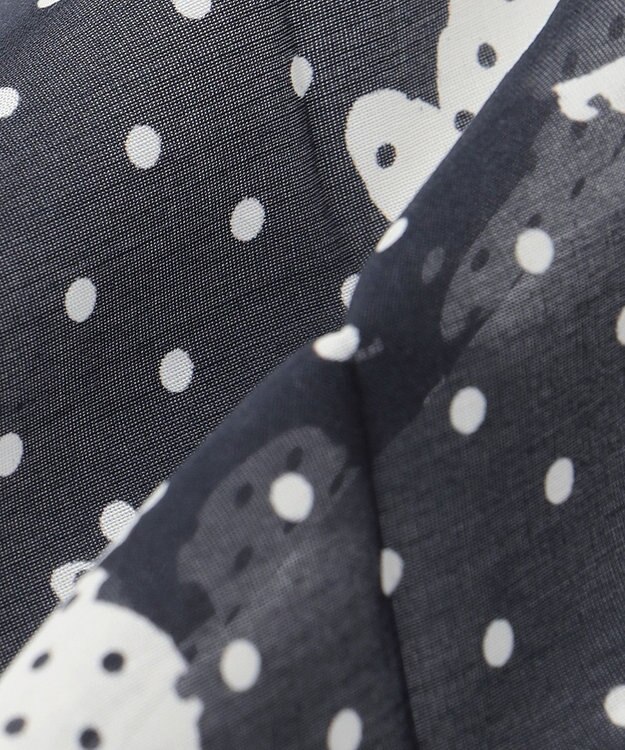 自由区 シルクコットンプリント スカーフ ブラック系