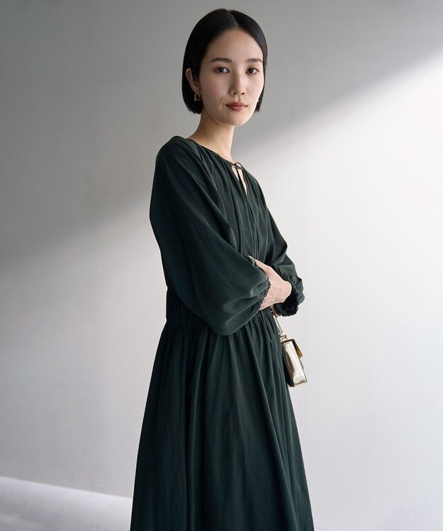 UNFILO ドビーデシン ワンピース ダークグリーン