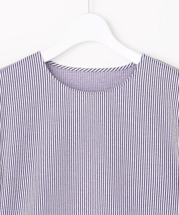 J.PRESS LADIES 【一枚で着映え】サッカージャージー クルーネック カットソー ネイビーストライプ系1