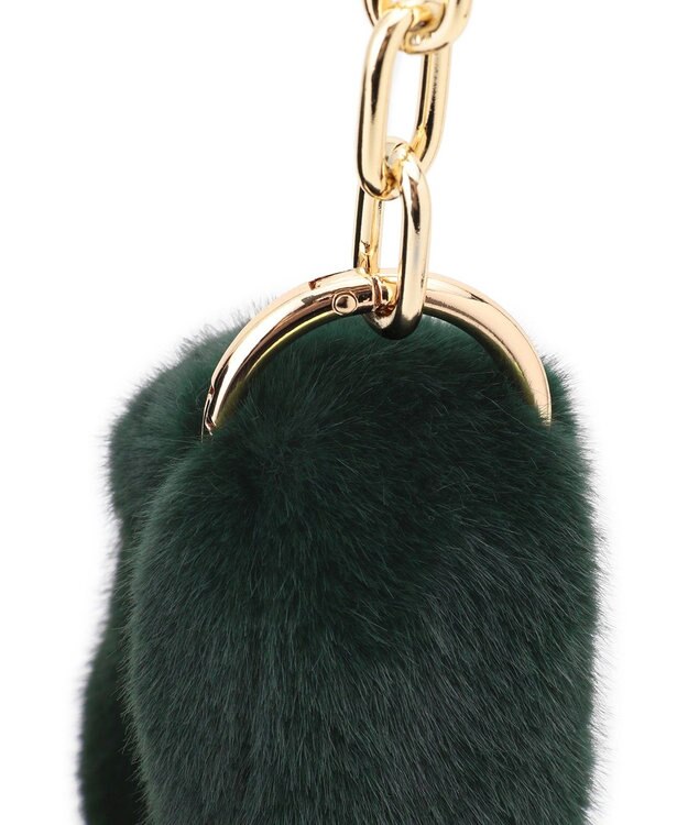 23区 フェイクファー チェーン バッグ ダークグリーン系