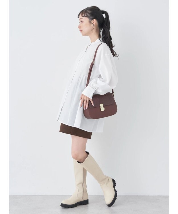 earth music&ecology サイドティアードチュニック Ivory