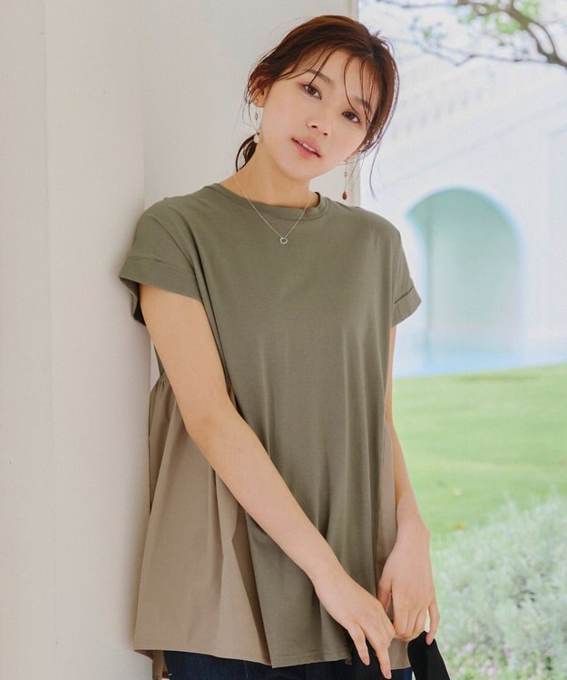 Tiaclasse 【洗える】バイオシルケット裾フリルプルオーバー グレージュ