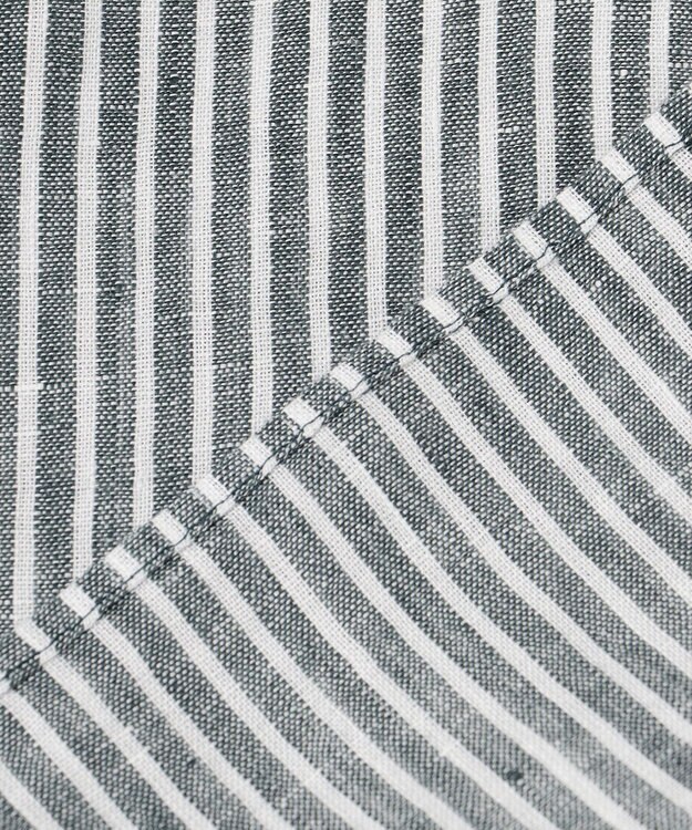 23区 S LIBECO ベーシック シャツ ダークグリーンストライプ