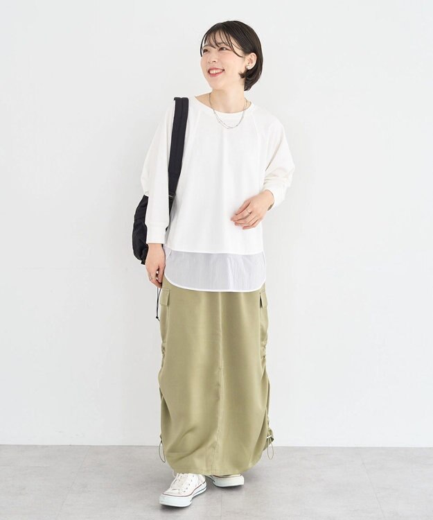 Green Parks 七分袖ドルマン裏毛シアードッキングプルオー Ecru