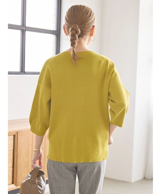 AMERICAN HOLIC ５分袖タックスリーブニットプルオーバー Mustard