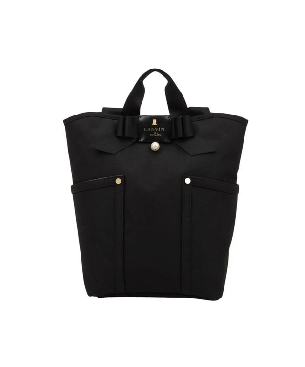 美品　ランバンオンブルー　リュック　ポーチ付き　ジュール　パール　リボン LANVIN en Bleu ランバンオンブルー ジュール リュックサック ポーチ付