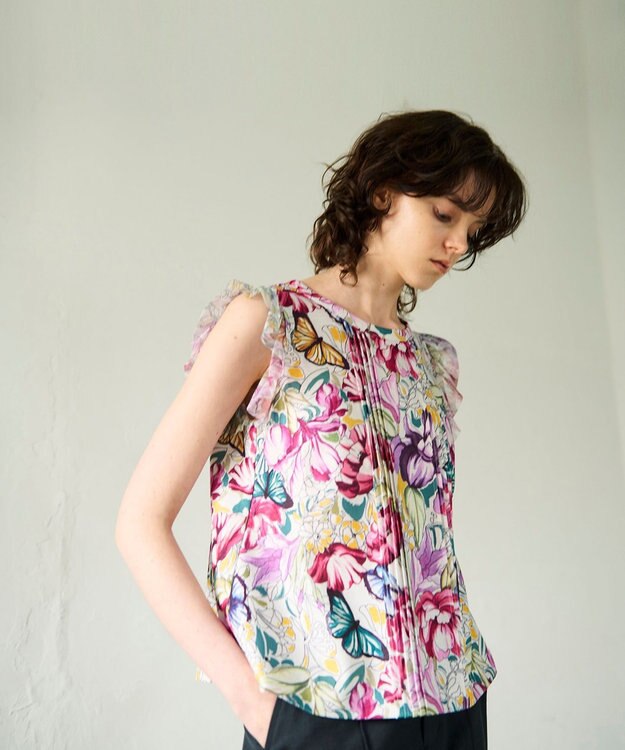 GRACE CONTINENTAL フラワーガーデンプリントトップ ピンク