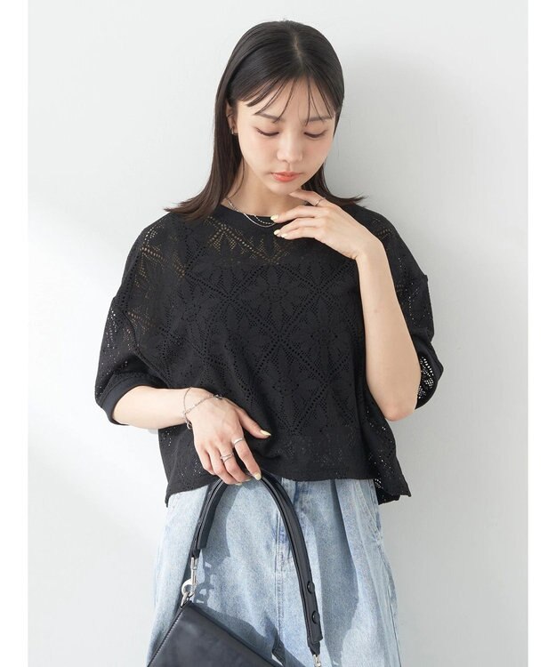 earth music&ecology レースプルオーバー Black