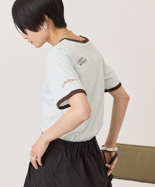 AMERICAN HOLIC ランダムロゴ刺繍リンガーTシャツ Mint