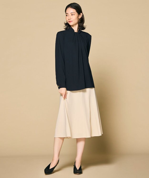 BEIGE， 【L-size】ANITA / ロングスリーブタックブラウス Black