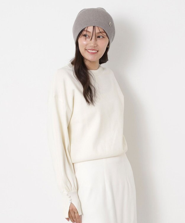 MOONBAT 【WEB限定】FURLA(フルラ)アーチロゴ付き ニット帽 帽子 UVカット 手洗いOK モカブラウン