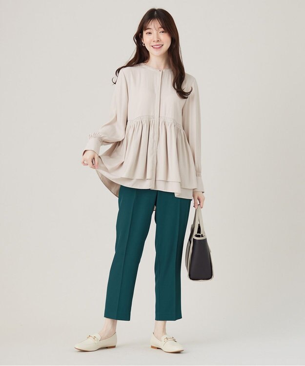 ANY SIS S 【洗える】かさねシャーリング ブラウス アイボリー