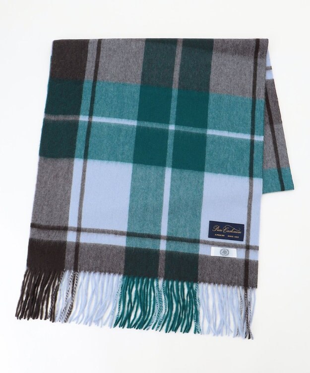 J.PRESS LADIES カシミヤチェック マフラー グリーン系3