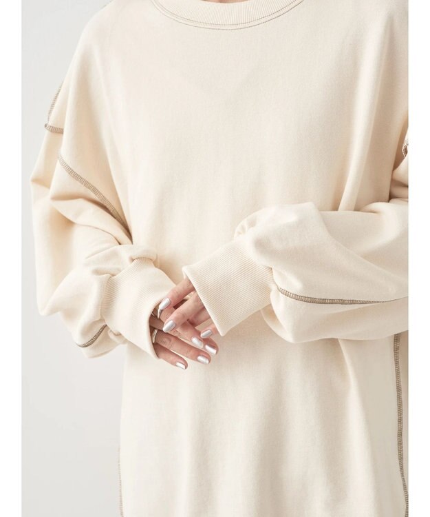 earth music&ecology 配色ルーズスウェット Ivory