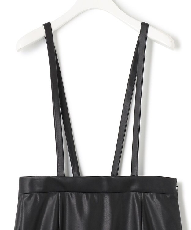 ICB フェイクレザー ナロースカート（サスペンダー付き） ブラック系