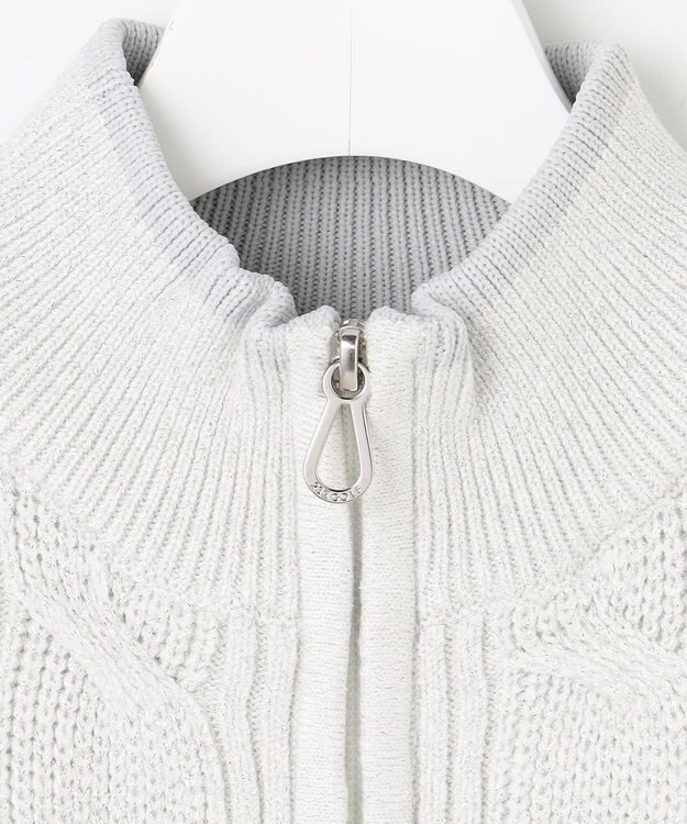 23区GOLF 【WOMEN】ラメケーブルジップアップカーディガン　防風裏地付き ホワイト系