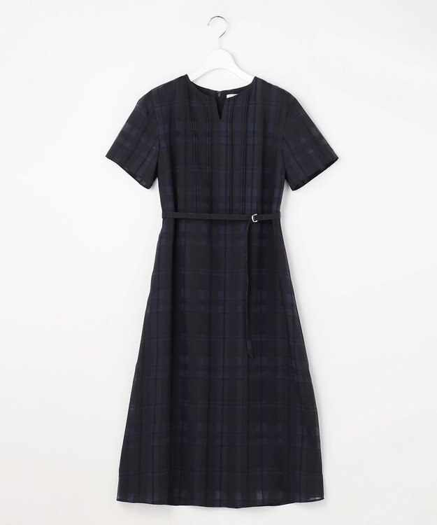 J.PRESS LADIES S シャドーチェック ワンピース ネイビーチェック系