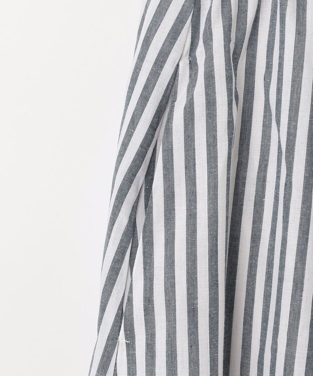 ANY L 【ウエストゴム/ポケット付】シャンブレーライク フレアスカート ストライプ