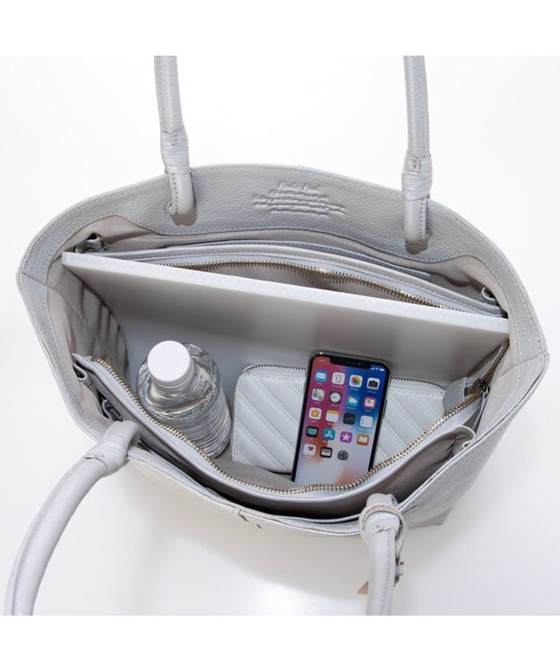 UNBILLION アトランタ ATLANTA / 牛革ハトメあおりトートL シルバーグレー