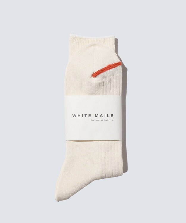 WHITE MAILS PAPER RIB CREW SOCKS ソックス オフホワイト