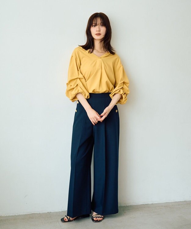 YECCA VECCA タックスリーブスキッパーブラウス Yellow