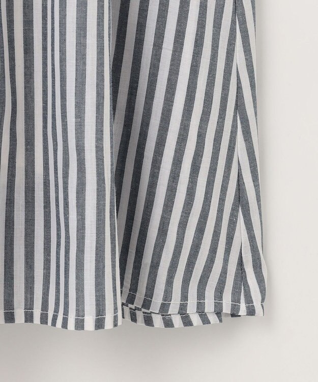 ANY 【ウエストゴム/ポケット付】シャンブレーライク フレアスカート ストライプ