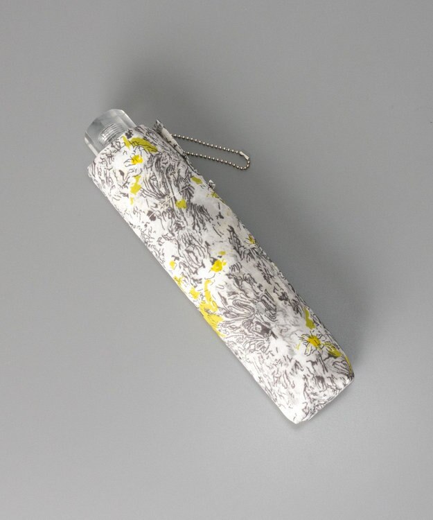 AURORA JILL STUART ジル スチュアート アブストラクトフラワー柄 雨傘（クイックオープン折り畳みミニ傘） イエローｘシルバーグレー