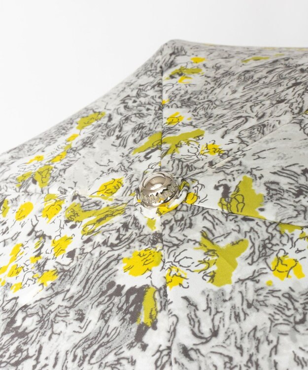 AURORA JILL STUART ジル スチュアート アブストラクトフラワー柄 雨傘（クイックオープン折り畳みミニ傘） イエローｘシルバーグレー