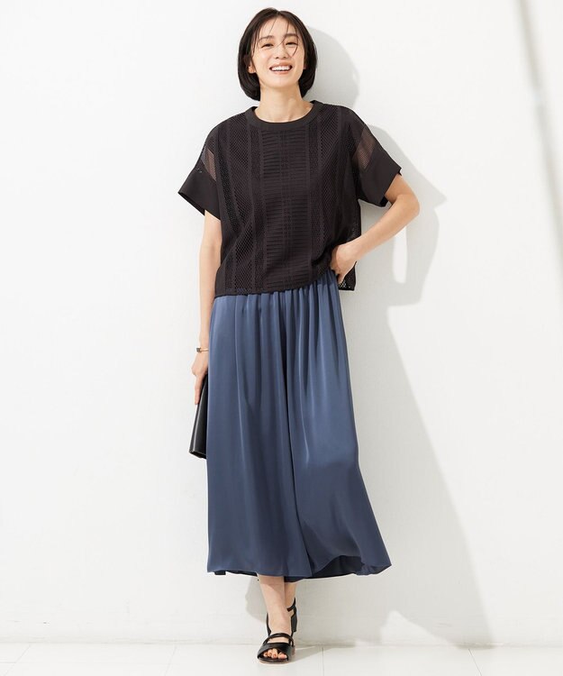 自由区 L 【洗える】レースエッジ Tシャツ&タンクトップセット トップス ダークブラウン